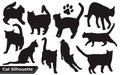 Collection of cats Silhouette in different positions Royalty Free Stock Photo