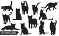 Collection of cats Silhouette in different positions Royalty Free Stock Photo