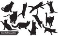 Collection of cats Silhouette in different positions Royalty Free Stock Photo