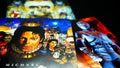 Collection of CD covers of three solo albums by MICHAEL JACKSON