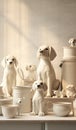 a collection of ceramic dogs sitting on a shelf Royalty Free Stock Photo