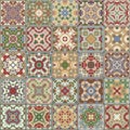 A collection of ceramic tiles in retro colors