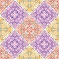 A collection of ceramic tiles in retro colors. A set of square patterns in ethnic style. Vector illustration Royalty Free Stock Photo