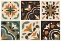 Collection of 6 ceramic tiles, vintage, retro style