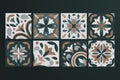 Collection of 8 ceramic tiles, vintage, retro style