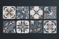 Collection of 8 ceramic tiles, vintage, retro style