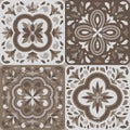 Collection of 4 ceramic tiles in vintage style