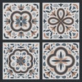 Collection of 4 ceramic tiles in vintage style