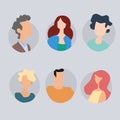 Collection of characters icons in flat design style. Royalty Free Stock Photo