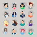 Collection of characters icons in flat design style. Royalty Free Stock Photo