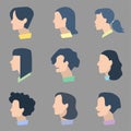 Collection of characters icons in flat design style. Royalty Free Stock Photo