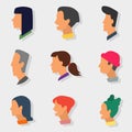 Collection of characters icons in flat design style. Royalty Free Stock Photo