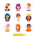 Collection of charismatic cartoon avatars. Vector isolated heads of men and women characters. Adults, young people.