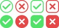 Collection of check mark and cross flat icons for web design Royalty Free Stock Photo