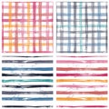 Collection of checkered and striped seamless patterns