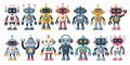 Collection of cheerful cartoon robots