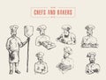 Collection chefs bakers hand drawn vector sketch Royalty Free Stock Photo