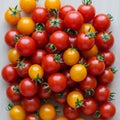 Each tomato features a glossy, smooth texture and green calyxes Royalty Free Stock Photo