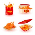 Cartoon set of chicken fastfood Royalty Free Stock Photo