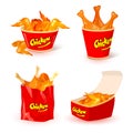 Cartoon set of chicken fastfood Royalty Free Stock Photo