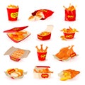 Cartoon set of chicken fastfood Royalty Free Stock Photo