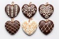 A collection of choclate pralines ornaments isolated on a white background