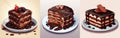 Collection of chocolate cakes. Three different pieces of chocolate cake Royalty Free Stock Photo