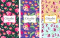 Collection of chocolate packaging design with flowers Royalty Free Stock Photo