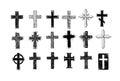 Collection of christian crosses. Doodle sketch illustration on white background.