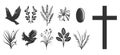 Collection of christian symbols: cross, birds, plants, and easter egg Royalty Free Stock Photo