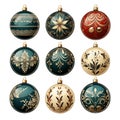 collection of the Christmas balls on the white background Royalty Free Stock Photo