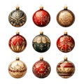 collection of the Christmas balls on the white background Royalty Free Stock Photo