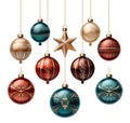 collection of the Christmas balls on the white background Royalty Free Stock Photo