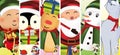 Collection Christmas characters. Christmas snowman, Santa Clause, elves, reindeer, lamas, penguins. Icon set. Vector Royalty Free Stock Photo