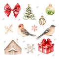 Collection for Christmas design, new year watercolor elements set Royalty Free Stock Photo