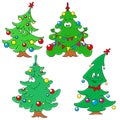 Collection of Christmas firs. Characters Christmas tree.