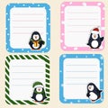 Collection of christmas frames. Cute frames with penguins. Royalty Free Stock Photo
