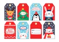 Christmas gift tags with cute animals