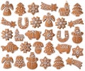 Collection of Christmas gingerbread cookies Royalty Free Stock Photo