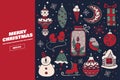 Collection of Christmas and New Year holiday elements. Royalty Free Stock Photo