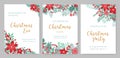 Collection of Christmas Party invitations, holiday event announcement or festive flyer templates decorated with red and Royalty Free Stock Photo