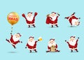 Collection of Christmas Santa Claus . Set of funny cartoon characters with different emotions, New Year`s objects. Big se Royalty Free Stock Photo