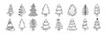 Collection Christmas tree black glyph set vector