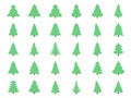 Collection of Christmas trees icons isolated on white background. Design of fir trees for posters, banners and promotional Royalty Free Stock Photo