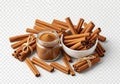 Collection of cinnamon sticks and ground spice Royalty Free Stock Photo