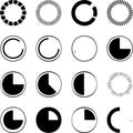Collection of circular loading progress indicators and icons Royalty Free Stock Photo