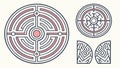 Collection of Circular Maze Patterns for Abstract Design, vector design Generative AI Royalty Free Stock Photo