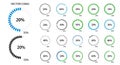 Collection of circular progress charts with varying percentages. Each chart displays Royalty Free Stock Photo