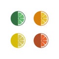 Collection of citrus slices orange, lemon, lime and grapefruit, icons set, colorful isolated on white background, vector