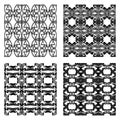 Collection of classic black and white vintage patterns, black geometry patterns on white background, seamless abstract ornament Royalty Free Stock Photo